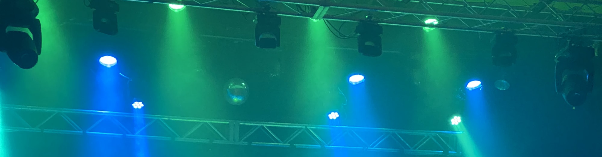 blue and green theater stage lights Provo